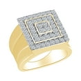 thumbnail image 1 of AFFY Round Shape Simulated White Cubic Zirconia Men's Square Wedding Ring 10K Solid Gold, 1 of 1