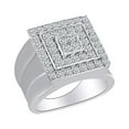 thumbnail image 1 of AFFY Round Shape Simulated White Cubic Zirconia Men's Square Wedding Ring 10K Solid Gold, 1 of 1