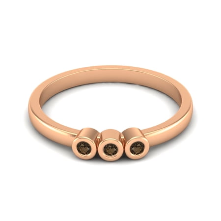 Round Shape Smoky Quartz Stackable Women's Valentines Day Gifts Ring 925 Sterling Silver Rose Vermeil