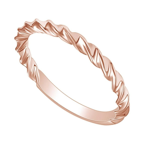 AFFY Round Shape Twisting Engagement Ring 14K Solid Rose Gold Ring Size-8.5
