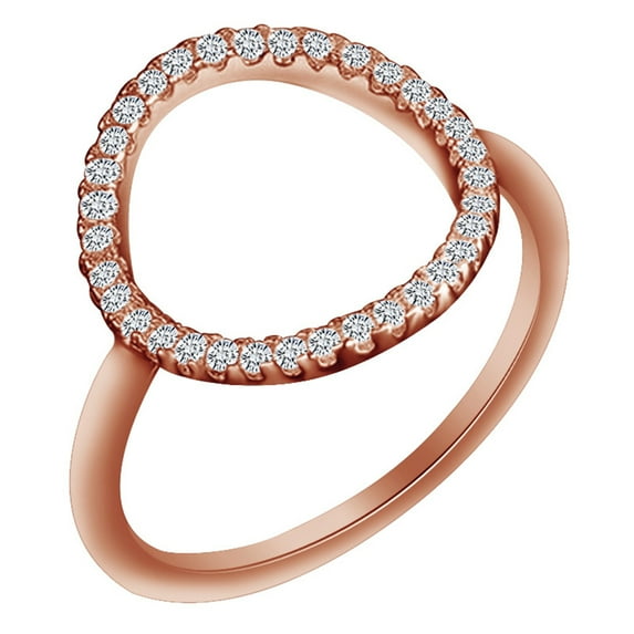AFFY Round Shape White Cubic Zirconia 14k Rose Gold Over Sterling Silver Open Circle Engagement Ring