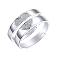thumbnail image 1 of AFFY Round Shape White Cubic Zirconia 14k White Gold Over Sterling Silver Adjustable Couple Heart Engagement Ring, 1 of 1