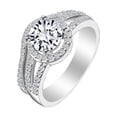 thumbnail image 1 of AFFY Round Shape White Cubic Zirconia 14k White Gold Over Sterling Silver Halo Bridal Ring Set, 1 of 1