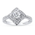 thumbnail image 1 of AFFY Round Shape White Cubic Zirconia 14k White Gold Over Sterling Silver Windmill Engagement Ring, 1 of 6