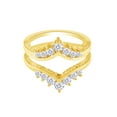thumbnail image 1 of AFFY 1.48CT Round White Cubic Zirconia Chevron Enhancer Guard Ring for Women 14K Yellow Gold-4, 1 of 5