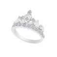 thumbnail image 1 of AFFY Round Shape White Cubic Zirconia Crown Princess Engagement Ring In 14k White Gold Over Sterling Silver Ring Size-12, 1 of 1