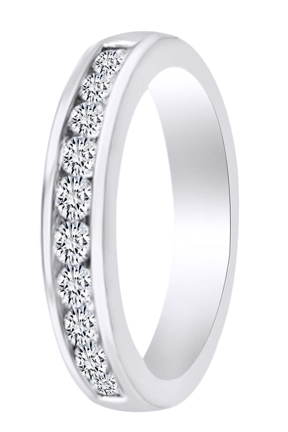 Round Shape White Cubic Zirconia Eternity Engagement Wedding Band Ring In 10k Solid White Gold (0.50 cttw) Ring Size-6