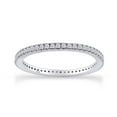 thumbnail image 1 of AFFY Round Shape White Cubic Zirconia Full Eternity Wedding Band Ring In 14k White Gold Over Sterling Silver Ring Size-8, 1 of 6