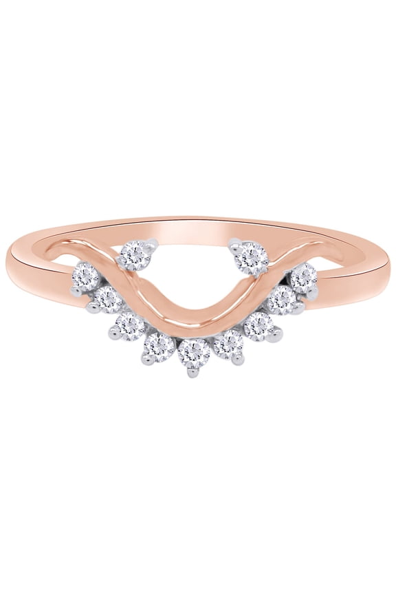 Round Shape White Cubic Zirconia One-Side Enhancer Guard Ring 14K Rose Gold Ring Size - 6.5