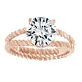 thumbnail image 1 of AFFY Round Shape White Cubic Zirconia Solitaire Engagement Shank Ring 14k Solid Rose Gold Ring Size-4, 1 of 1