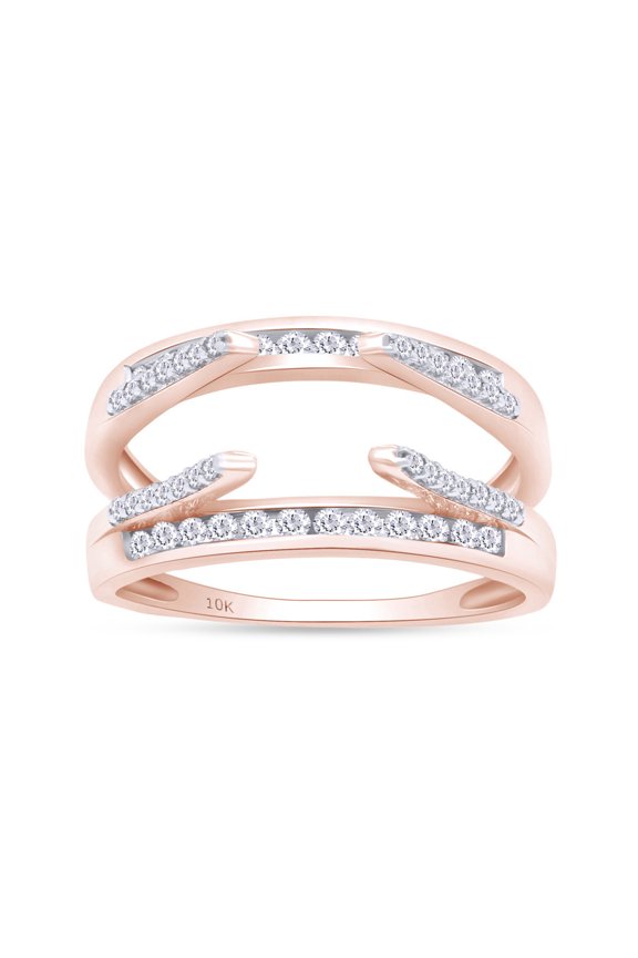 Round Shape White Cubic Zirconia Solitaire Enhancer Guard Ring 10k Rose Gold Ring Size - 11.5