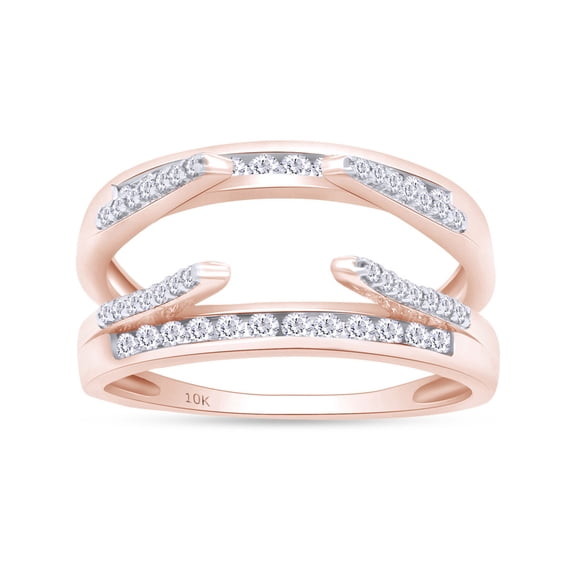 Round Shape White Cubic Zirconia Solitaire Enhancer Guard Ring 10k Rose Gold Ring Size - 7