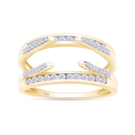 Round Shape White Cubic Zirconia Solitaire Enhancer Guard Ring 10k Yellow Gold Ring Size - 8.5