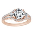 thumbnail image 1 of AFFY Round Shape White Cubic Zirconia Three Stone Engagement Ring 14k Solid Rose Gold (1.25 cttw) Ring Size-8, 1 of 1