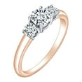 thumbnail image 1 of AFFY Round Shape White Cubic Zirconia Three Stone Engagement Ring In 14k Rose Gold Over Sterling Silver Ring Size-10, 1 of 1