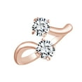 thumbnail image 1 of AFFY Round Shape White Cubic Zirconia Two Stone Engagement Ring In 14k Rose Gold Over Sterling Silver Ring Size-6, 1 of 1