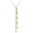 thumbnail image 1 of AFFY Round Shape White Diamond (1/6 Cttw) Dual Bar Pendant Necklace In 14K Solid Yellow Gold, 1 of 1