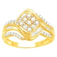 thumbnail image 1 of Round Shape White Diamond Cluster Bypass Ring In 10K Solid Yellow Gold (0.5 Cttw), 1 of 1