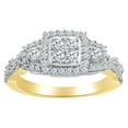 thumbnail image 1 of AFFY Round Shape White Diamond Cluster Engagement Ring In 14K Solid Yellow Gold (0.62 Cttw), 1 of 1