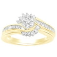 thumbnail image 1 of AFFY Round Shape White Diamond Cluster Engagement Ring In 14K Yellow Gold Over Sterling Silver (0.5 Cttw) By, 1 of 1