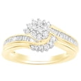 thumbnail image 1 of AFFY Round Shape White Diamond Cluster Engagement Ring In 14K Yellow Gold Over Sterling Silver (0.5 Cttw), 1 of 1