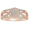 thumbnail image 1 of AFFY Round Shape White Diamond Cluster Twisted Engagement Ring In 10K Solid Rose Gold (0.37 Cttw), 1 of 1