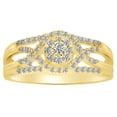 thumbnail image 1 of AFFY Round Shape White Diamond Cluster Twisted Engagement Ring In 10K Solid Yellow Gold (0.37 Cttw), 1 of 1
