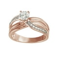 thumbnail image 1 of Round Shape White Diamond Crossover Engagement Ring In 14K Solid Rose Gold, 1 of 1