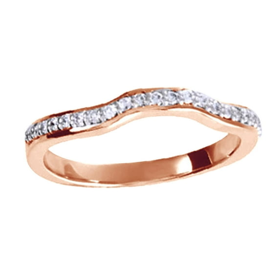 AFFY Round Shape White Diamond Curved Engagement Band Ring 14K Solid Rose Gold (0.2 Cttw)