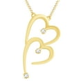 thumbnail image 1 of AFFY Round Shape White Diamond Double Heart Pendant Necklace In 14K Solid Yellow Gold (1/10 Cttw), 1 of 1