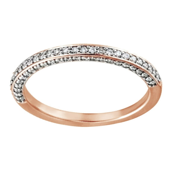 AFFY Round Shape White Diamond Engagement Wedding Band Ring 14K Solid Rose Gold (0.75 Cttw)