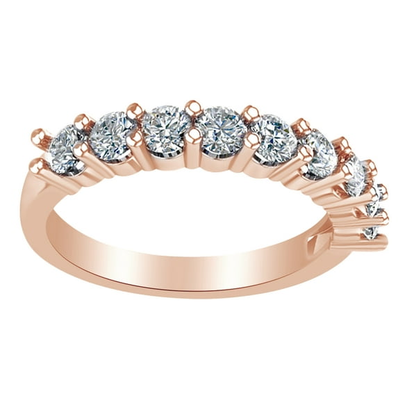 AFFY Round Shape White Diamond Engagement Wedding Band Ring 14K Solid Rose Gold (0.9 Cttw)