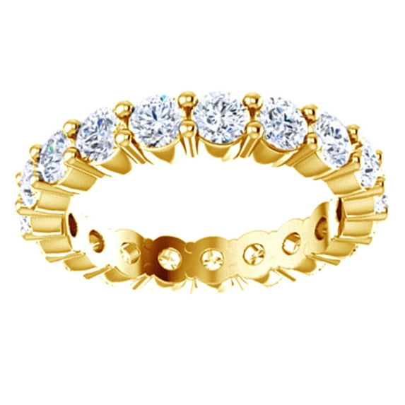 AFFY Round Shape White Diamond Engagement Wedding Band Ring 14K Solid Yellow Gold (1.9 Cttw)