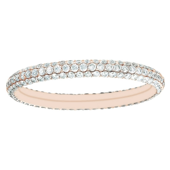 AFFY Round Shape White Diamond Eternity Anniversary Band Ring 14K Solid Rose Gold (0.87 Cttw)