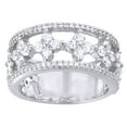 thumbnail image 1 of AFFY Round Shape White Diamond Floral Engagement Band Ring In 14K Solid White Gold, 1 of 1