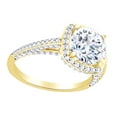 thumbnail image 1 of AFFY Round Shape White Diamond Halo Style Engagement Ring 10K Solid Yellow Gold (0.75 Cttw), 1 of 1