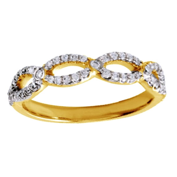 AFFY Round Shape White Diamond Infinity Inspired Engagement Ring 14K Solid Yellow Gold (0.25 Cttw)
