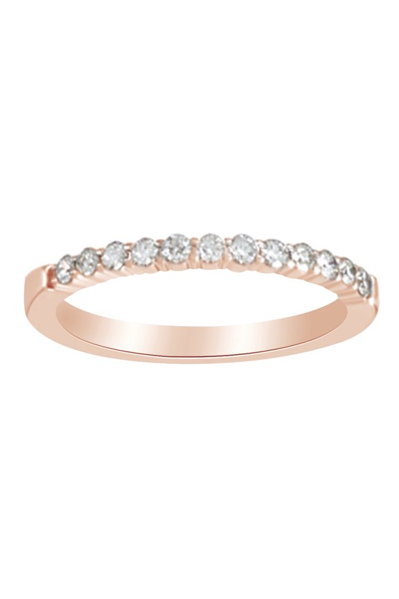 Round Shape White Diamond Petite Anniversary Band Ring In 14K Rose Gold (0.25 Cttw)