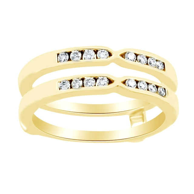 AFFY Round Shape White Diamond Ring Guard Enhancer In 14K Yellow Gold (0.25 Cttw)