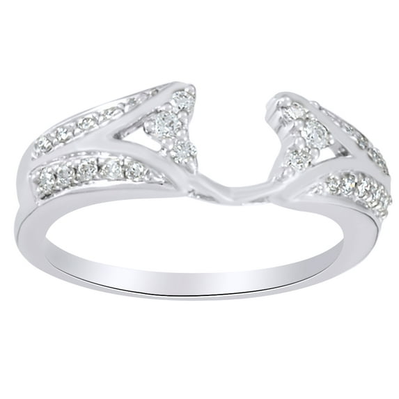AFFY Round Shape White Diamond Wrap Style Enhancer Ring In 14K White Gold (0.25 Cttw)