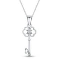 thumbnail image 1 of AFFY Round Shape White Natural Diamond Accent Key Pendant Necklace 14k Solid White Gold, 1 of 5