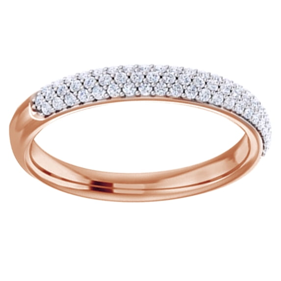 AFFY Round Shape White Natural Diamond Accented Band Ring In 14K Rose Gold (0.25 Cttw)