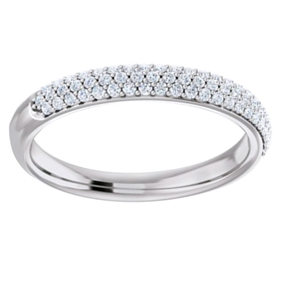 AFFY Round Shape White Natural Diamond Accented Band Ring In 14K White Gold (0.25 Cttw)