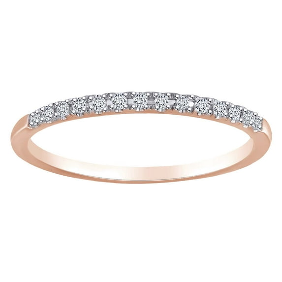 AFFY Round Shape White Natural Diamond Accents Half Eternity Wedding Band Ring In 14k Solid Rose Gold Ring Size-7