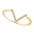 thumbnail image 1 of AFFY Round Shape White Natural Diamond Accents Solitaire "V" Frame Engagement Ring In 14k Yellow Gold Ring Size-10, 1 of 1