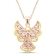 thumbnail image 1 of AFFY Round Shape White Natural Diamond Accents Two Tone Angel Pendant Necklace In 10k Solid Rose Gold, 1 of 5