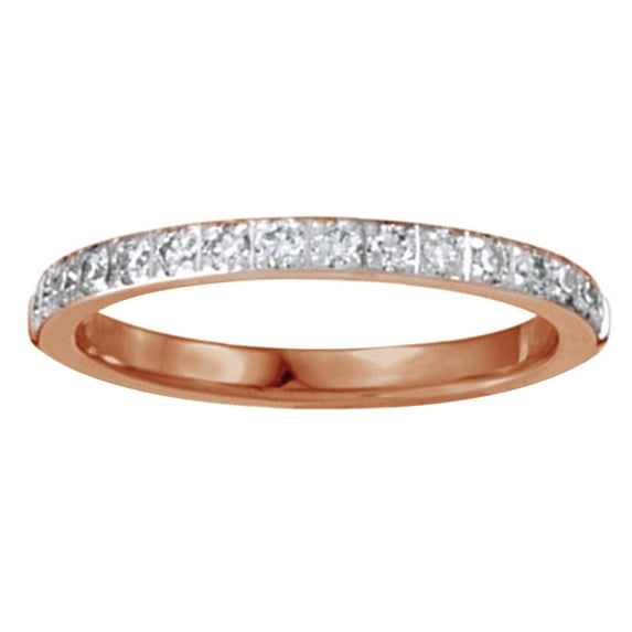 AFFY Round Shape White Natural Diamond Anniversary Band Ring In 14K Rose Gold (0.33 Cttw)