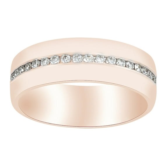 AFFY Round Shape White Natural Diamond Anniversary Band Ring In 14K Rose Gold (0.37 Cttw)