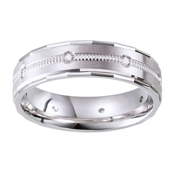 AFFY Round Shape White Natural Diamond Anniversary Band Ring In 14K White Gold (0.16 Cttw)