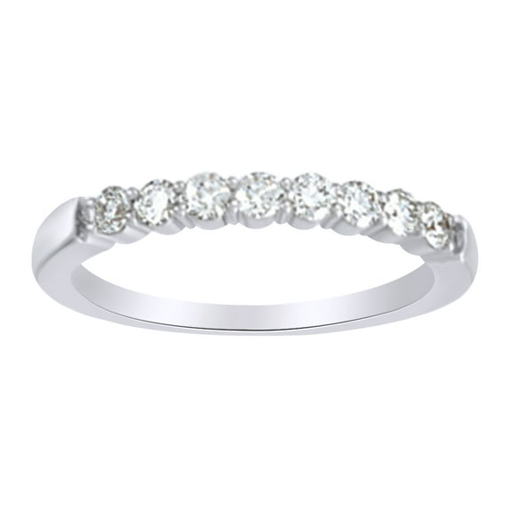 AFFY Round Shape White Natural Diamond Anniversary Band Ring In 14K White Gold (0.37 Cttw)